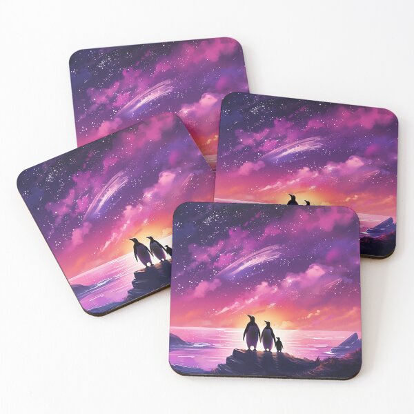 Item preview, Galactic Penguins: A Sci-Fi Anime Family Under a Purple Cosmos designed and sold by PaintbrushPlace.