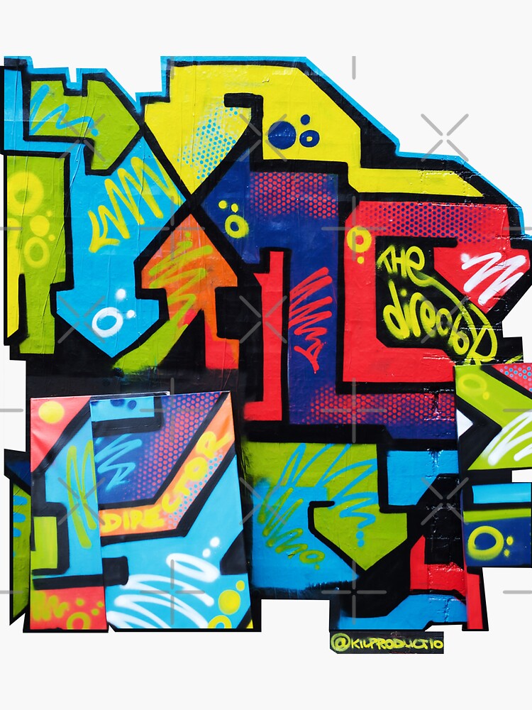 "Graffiti Urban colorful graffiti city wall hip hop Cinema actor theme production with arrow
