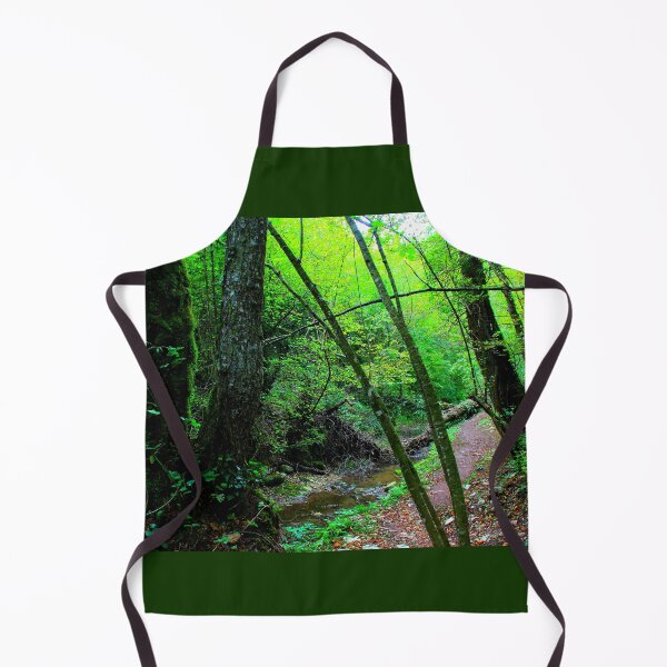 Item preview, Scenery from Sarnano with the path to Cascata del Pellegrino with river, rocks, tree, trunks, greenery designed and sold by Kristina Drozd.