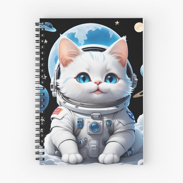 Item preview, Cute white space cat with blue eyes looking at the moon and stars.Astronaut cat. designed and sold by By-Jeff.