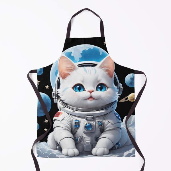 Item preview, Cute white space cat with blue eyes looking at the moon and stars.Astronaut cat. designed and sold by By-Jeff.