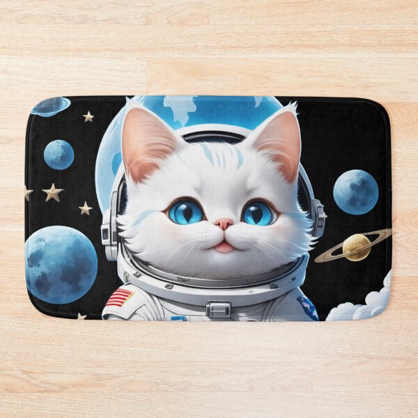 Item preview, Cute white space cat with blue eyes looking at the moon and stars.Astronaut cat. designed and sold by By-Jeff.