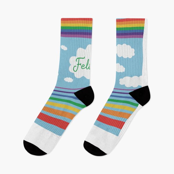 Item preview, Felicity 'In the Sky' personalised rainbows and clouds design in Day blue designed and sold by HalunaHappy.