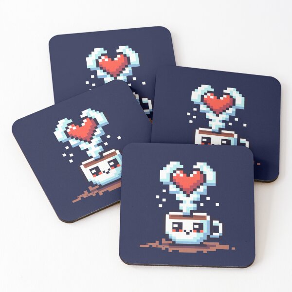 Item preview, Pixelated Coffee Heartbeat - Retro 8-bit Coffee Character designed and sold by PixelPunkster.