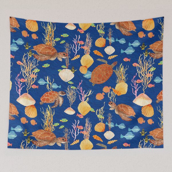 Item preview, Marine Wonders - dark blue background designed and sold by SCdesignqld.