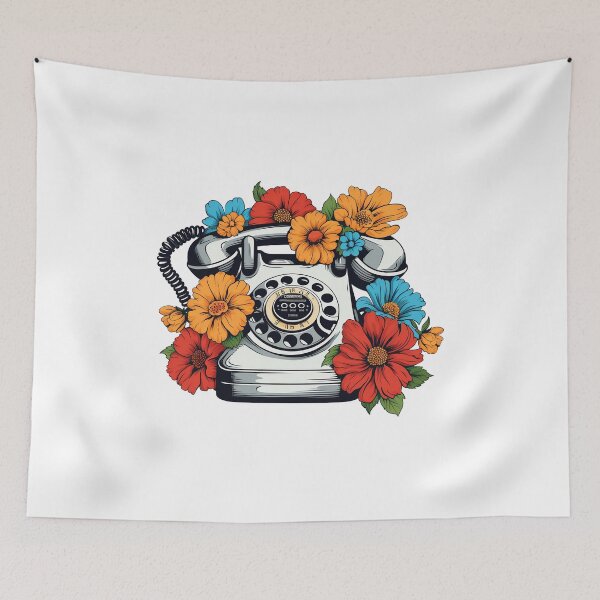 Item preview, Botanical Burst Vintage Retro Rotary Telephone designed and sold by meganohm.