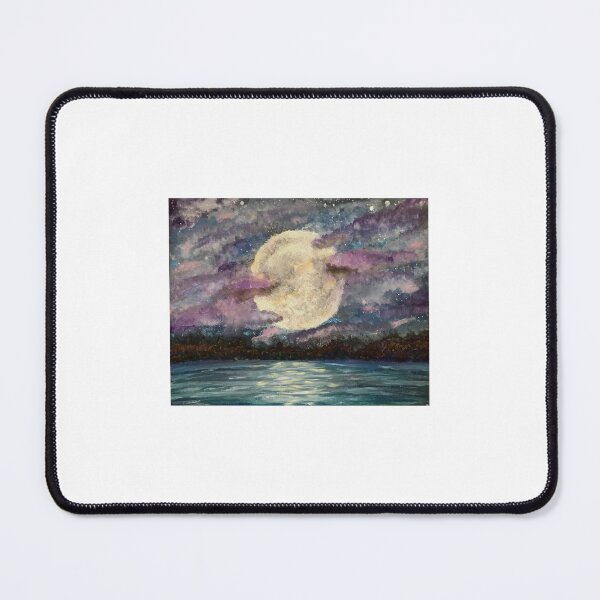 Item preview, Night Opalescent Glowing White Moon Reflection In Water Lake designed and sold by Caowlie.
