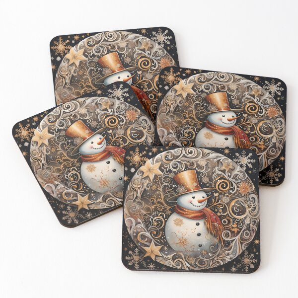 Item preview, Nostalgic snowman drawing with swirling snowflakes print  designed and sold by dcrc.