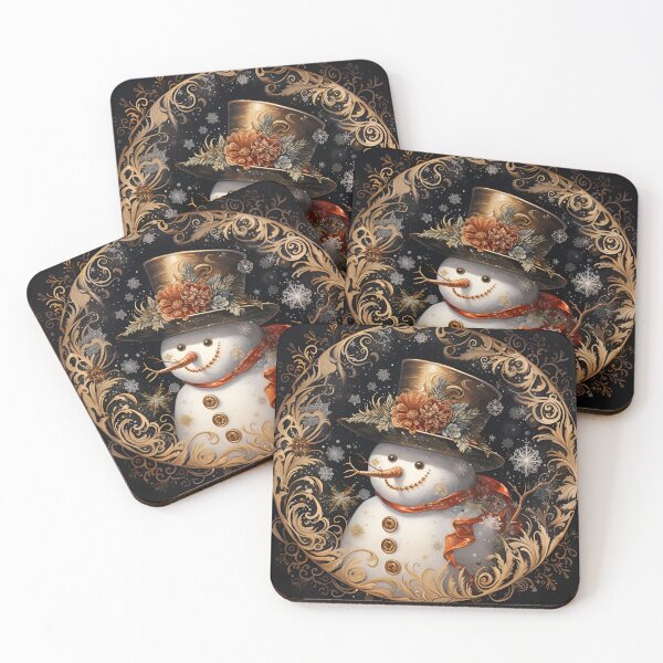 Item preview, Nostalgic snowman drawing with swirling snowflakes print  designed and sold by dcrc.