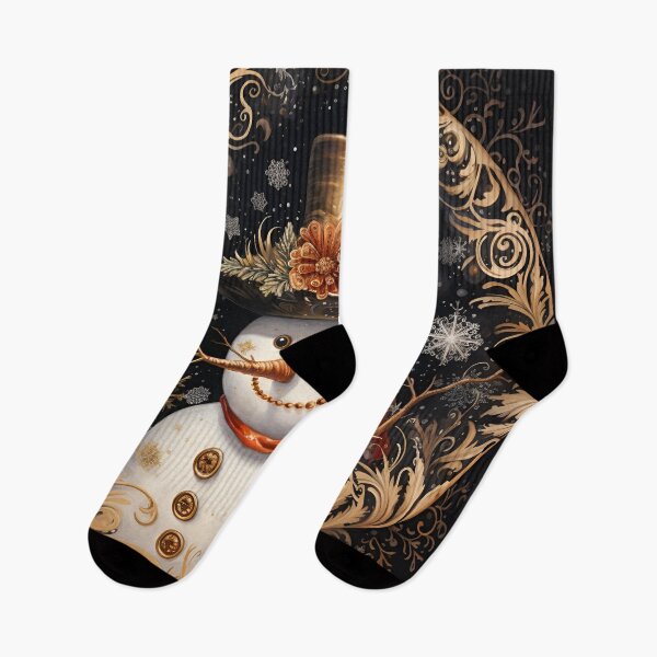 Item preview, Nostalgic snowman drawing with swirling snowflakes print  designed and sold by dcrc.