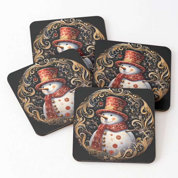 Item preview, Nostalgic snowman drawing with swirling snowflakes print  designed and sold by dcrc.