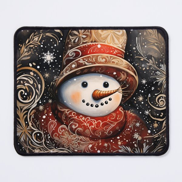 Item preview, Nostalgic snowman drawing with swirling snowflakes prin designed and sold by dcrc.