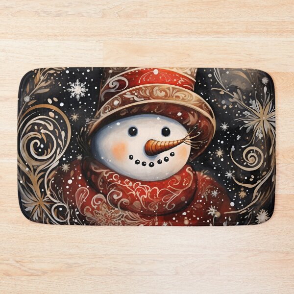 Item preview, Nostalgic snowman drawing with swirling snowflakes prin designed and sold by dcrc.