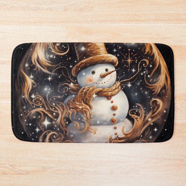 Item preview, Nostalgic snowman drawing with swirling snowflakes prin designed and sold by dcrc.