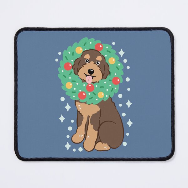 Item preview, Merry Christmas Brown Tan Aussiedoodle Aussie Doodle Dog designed and sold by Lulupainting.