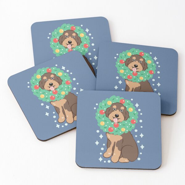 Item preview, Merry Christmas Brown Tan Aussiedoodle Aussie Doodle Dog designed and sold by Lulupainting.