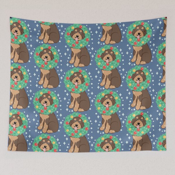 Item preview, Merry Christmas Brown Tan Aussiedoodle Aussie Doodle Dog designed and sold by Lulupainting.