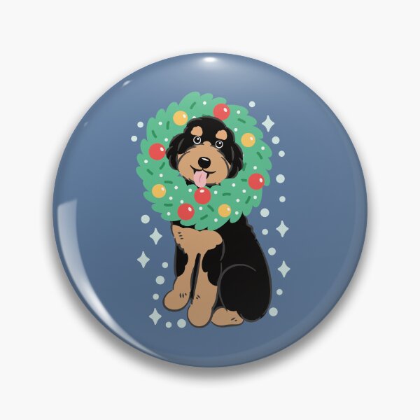Item preview, Merry Christmas Black Tan Aussiedoodle Aussie Doodle Dog designed and sold by Lulupainting.