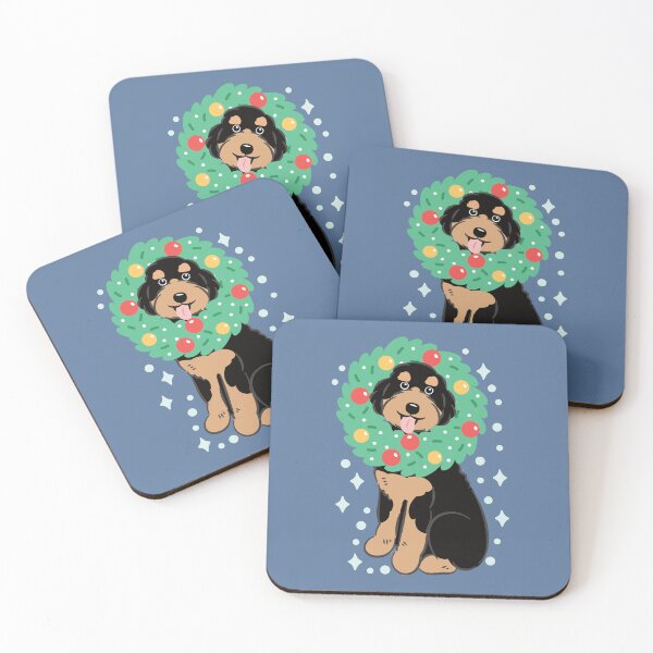 Item preview, Merry Christmas Black Tan Aussiedoodle Aussie Doodle Dog designed and sold by Lulupainting.
