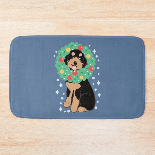 Item preview, Merry Christmas Black Tan Aussiedoodle Aussie Doodle Dog designed and sold by Lulupainting.