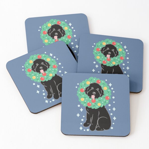 Item preview, Merry Christmas Black Aussiedoodle Aussie Doodle Dog designed and sold by Lulupainting.