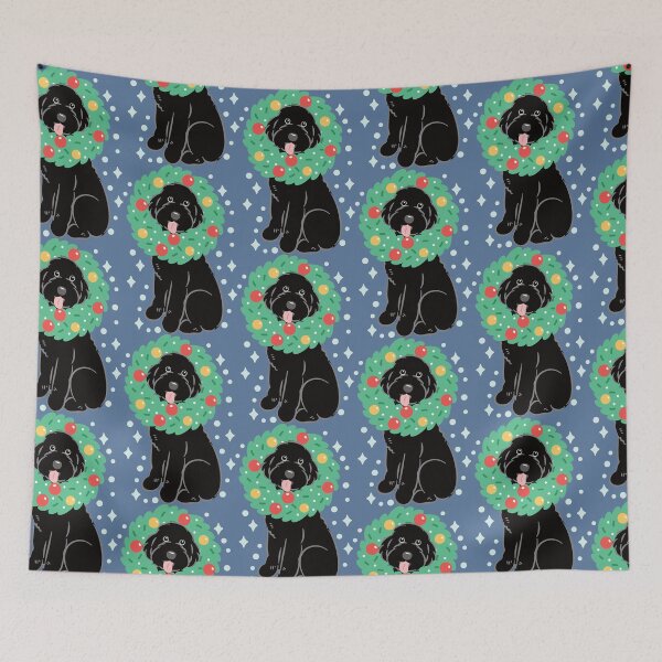 Item preview, Merry Christmas Black Aussiedoodle Aussie Doodle Dog designed and sold by Lulupainting.