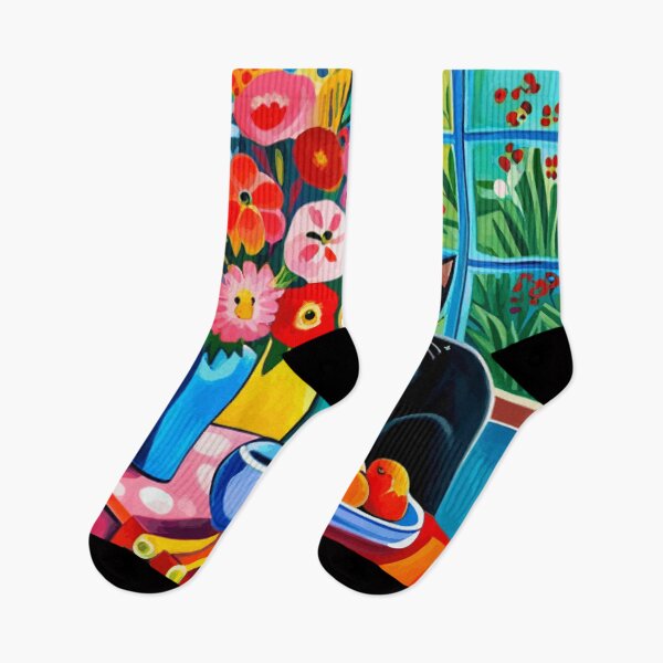 Artikelvorschau, Schwarze Katze Blumenvase Moderne Stilllebenmalerei entworfen und verkauft von Vicky Brago-Mitchell®.