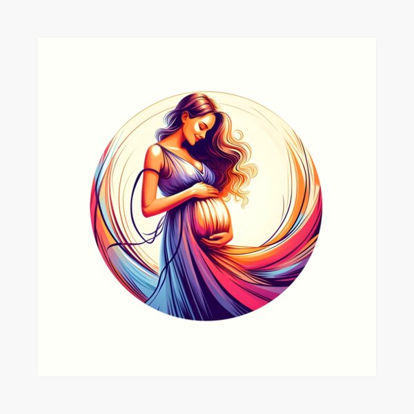 Item preview, Happy and laughing pregnant beautyful woman designed and sold by posterflunz.