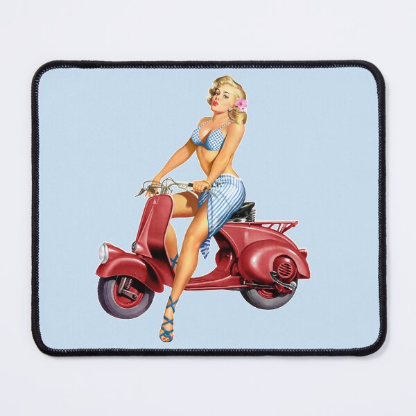 Item preview, Cute Blonde on Vintage Red Scooter designed and sold by EvTheOne.