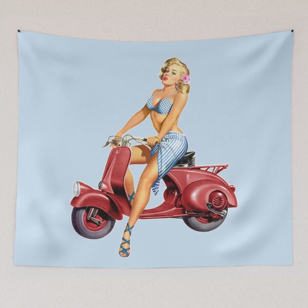 Item preview, Cute Blonde on Vintage Red Scooter designed and sold by EvTheOne.