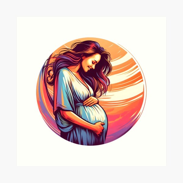 Item preview, Happy and laughing beautiful pregnant woman designed and sold by posterflunz.