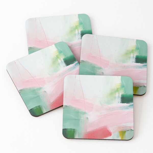 Item preview, Pastel Pink and Green Abstract Canvas Art designed and sold by DreamyDaisy.