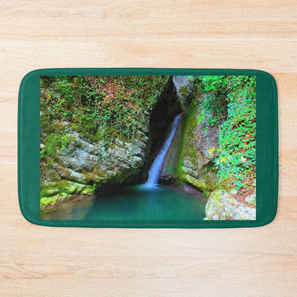 Item preview, Scene from Sibillini Mountains with Cascata del Pellegrino waterfall, basin, rocks designed and sold by Kristina Drozd.
