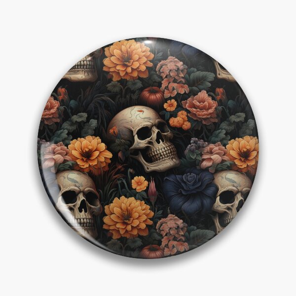 Item preview, Halloween pattern print with skulls and flowers designed and sold by sparrowski.