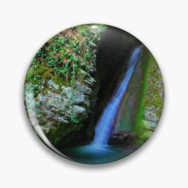 Item preview, Scene from Sibillini Mountains with Cascata del Pellegrino waterfall, basin, rocks designed and sold by Kristina Drozd.