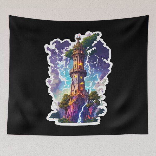 Item preview, Major Arcana The Tower - Green Landscape Tarot Card designed and sold by Pixel Waite.