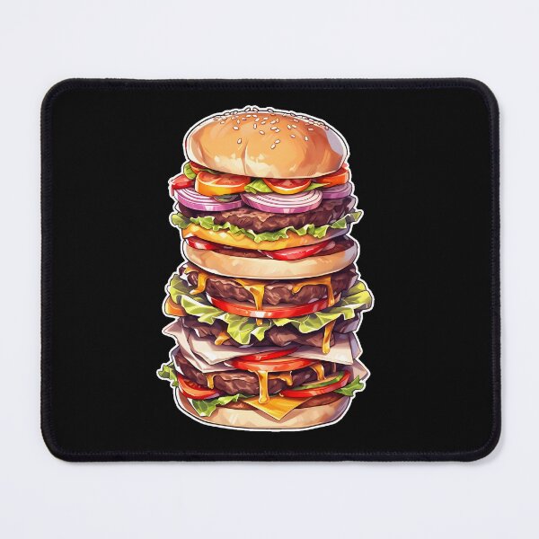 Item preview, Delicious Quadruple-Decker Burger Shirt Design by Zeesdesign on Redbubble designed and sold by ZEESDESIGN.