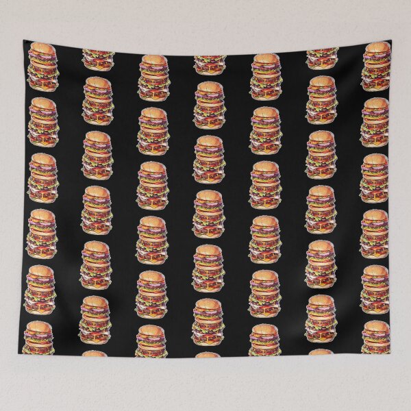 Item preview, Delicious Quadruple-Decker Burger Shirt Design by Zeesdesign on Redbubble designed and sold by ZEESDESIGN.