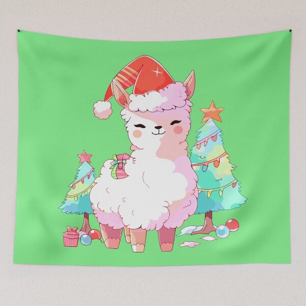 Item preview, Cute cartoon Llama wearing Santa hat, Christmas Llama, New Year Llama designed and sold by Niktarka.