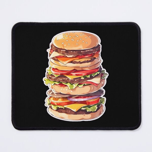 Item preview, Extra Big Burger Wallpaper Inspiration Shirt Sticker Design with Black Background by Zeesdesign on Redbubble designed and sold by ZEESDESIGN.