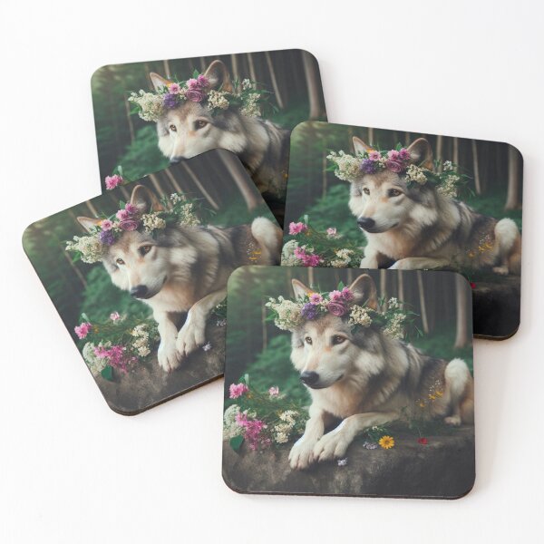 Item preview, Wolf with flowers  designed and sold by IsaMarina.