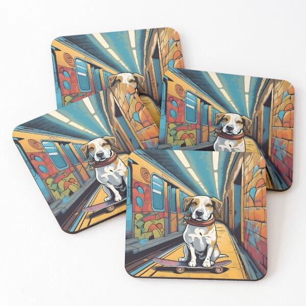 Item preview, Subway skateboard dog designed and sold by WildLadyWood.