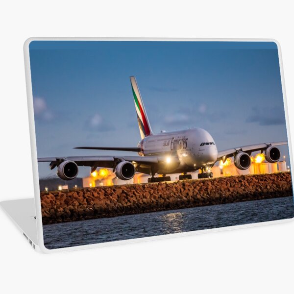 Airplane Laptop Skins Redbubble - a beautiful take off with a airbus a380 800 at roblox alpha