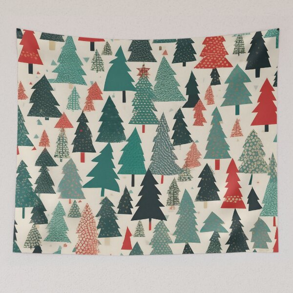 Item preview, Japanese christmas trees pattern, chiyogami winter design designed and sold by patterncrow.