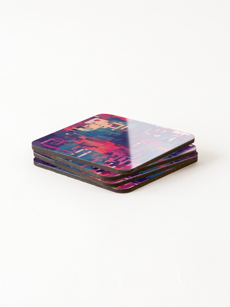 Thumbnail 4 of 5, Coasters (Set of 4), Digital Code Abstract Pattern designed and sold by SideSignal.