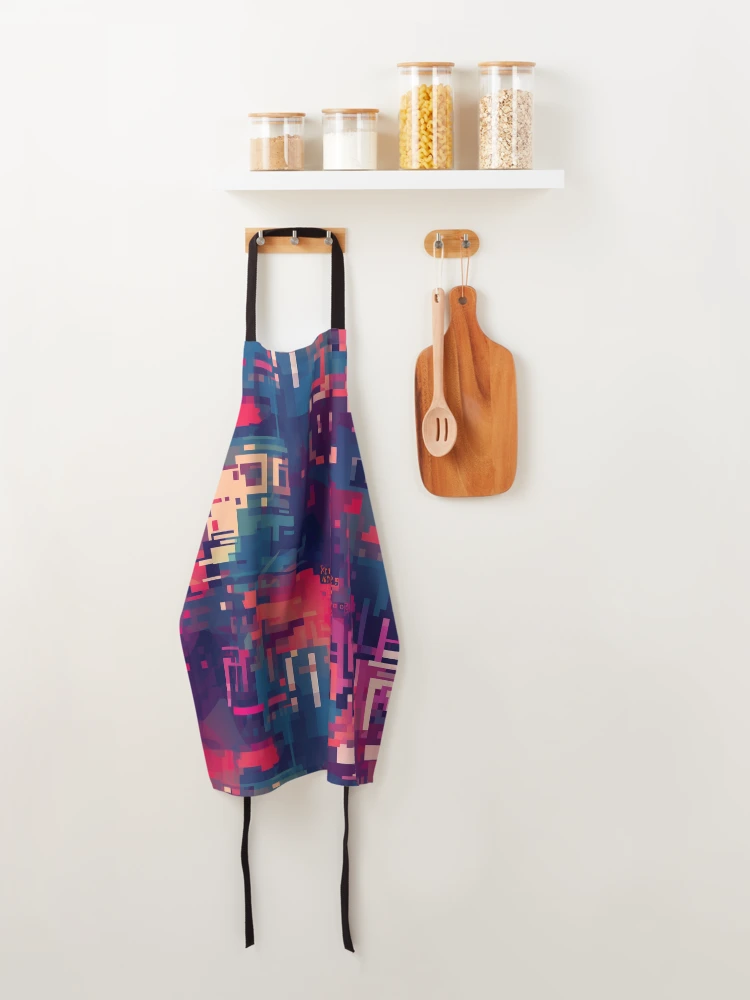 Thumbnail 4 of 6, Apron, Digital Code Abstract Pattern designed and sold by SideSignal.