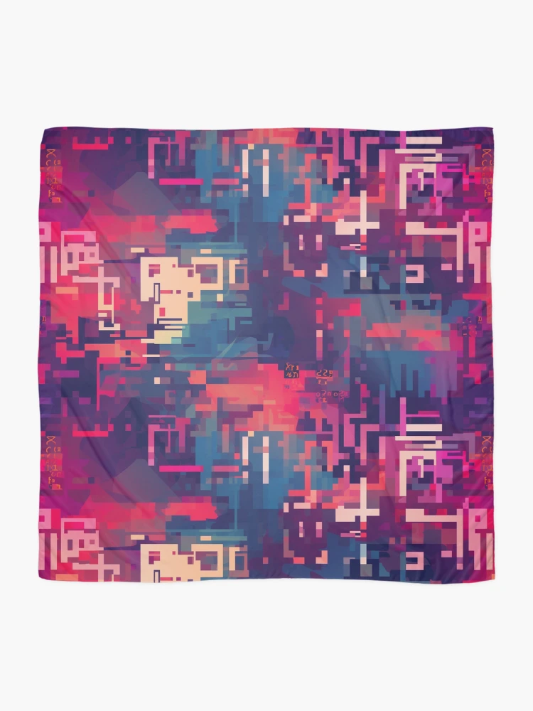 Thumbnail 2 of 3, Scarf, Digital Code Abstract Pattern designed and sold by SideSignal.