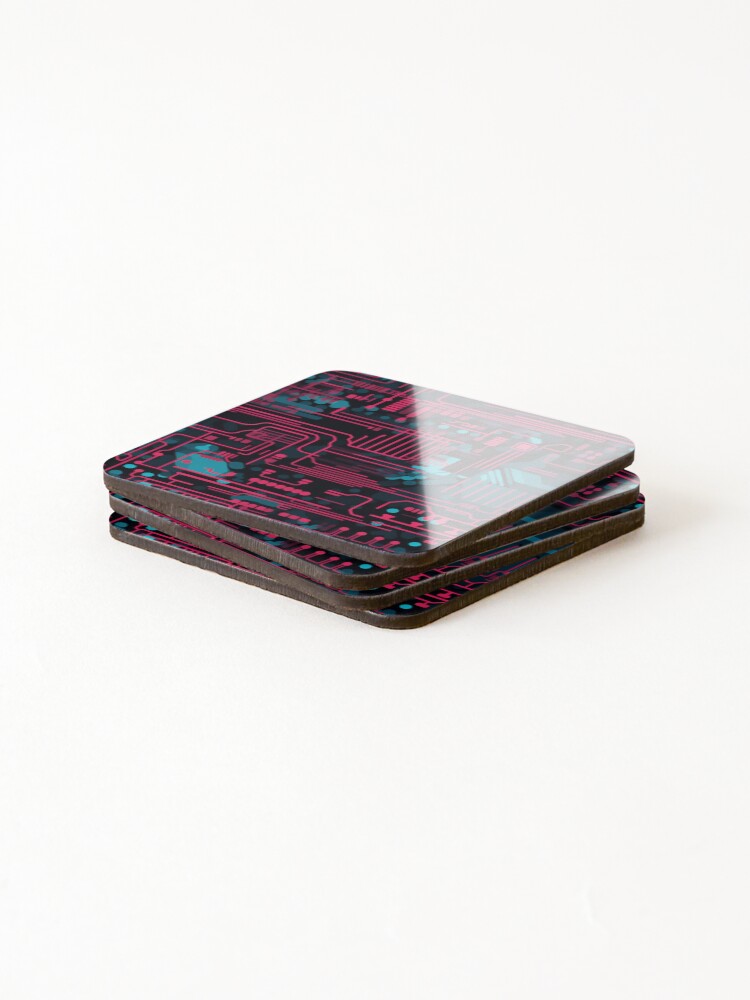 Thumbnail 4 of 5, Coasters (Set of 4), Digital Code Abstract Pattern designed and sold by SideSignal.