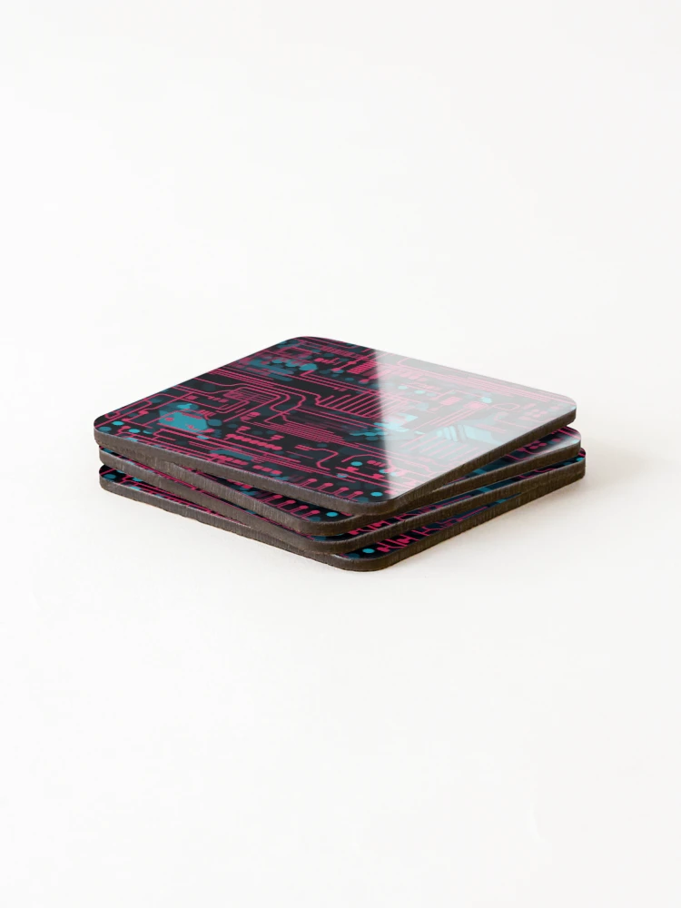Thumbnail 4 of 5, Coasters (Set of 4), Digital Code Abstract Pattern designed and sold by SideSignal.