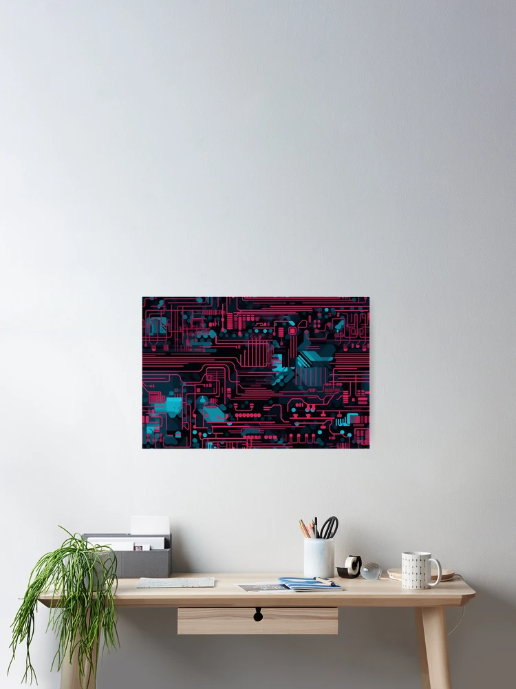 Thumbnail 2 of 3, Poster, Digital Code Abstract Pattern designed and sold by SideSignal.